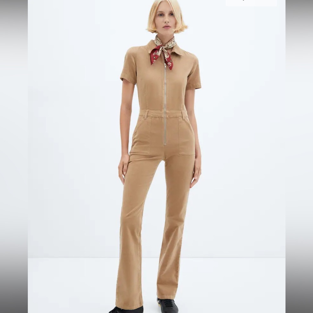 Mango corduroy tan jumpsuit